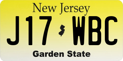 NJ license plate J17WBC