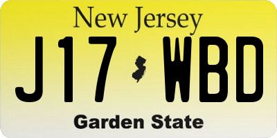 NJ license plate J17WBD