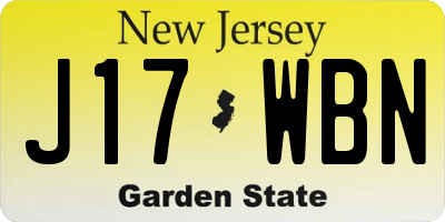 NJ license plate J17WBN