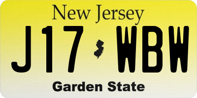 NJ license plate J17WBW