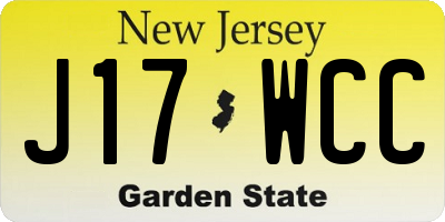 NJ license plate J17WCC