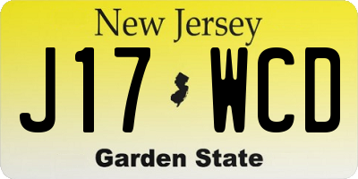 NJ license plate J17WCD
