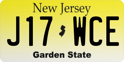 NJ license plate J17WCE