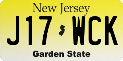 NJ license plate J17WCK