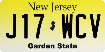 NJ license plate J17WCV