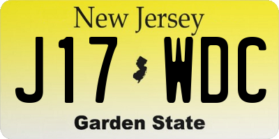 NJ license plate J17WDC