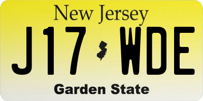 NJ license plate J17WDE