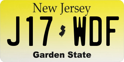 NJ license plate J17WDF