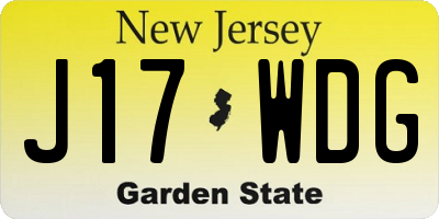 NJ license plate J17WDG