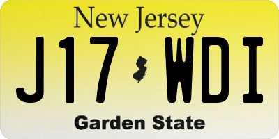 NJ license plate J17WDI