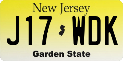 NJ license plate J17WDK