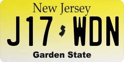 NJ license plate J17WDN