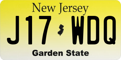 NJ license plate J17WDQ