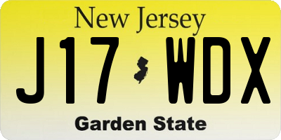 NJ license plate J17WDX