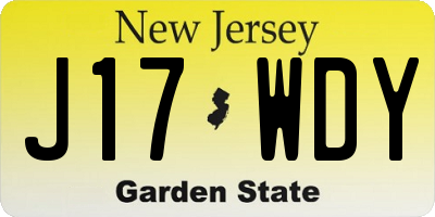 NJ license plate J17WDY