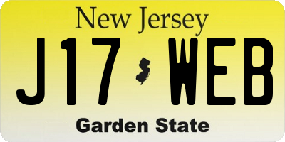 NJ license plate J17WEB