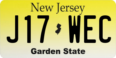 NJ license plate J17WEC