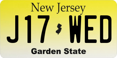 NJ license plate J17WED