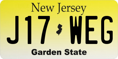 NJ license plate J17WEG