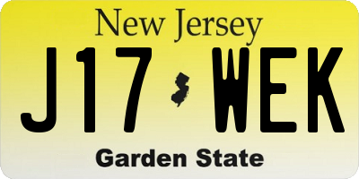 NJ license plate J17WEK