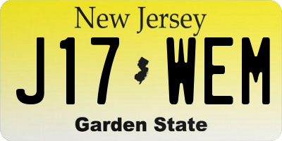 NJ license plate J17WEM