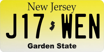 NJ license plate J17WEN