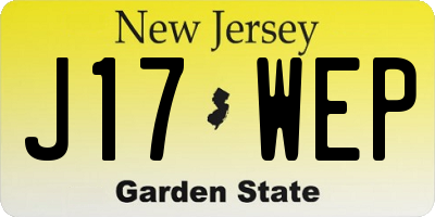 NJ license plate J17WEP