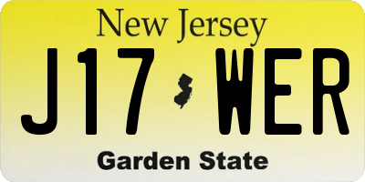 NJ license plate J17WER