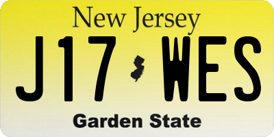 NJ license plate J17WES