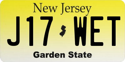 NJ license plate J17WET