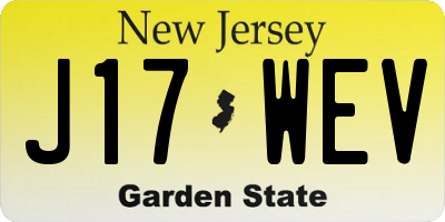 NJ license plate J17WEV