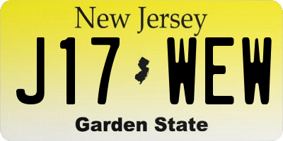 NJ license plate J17WEW