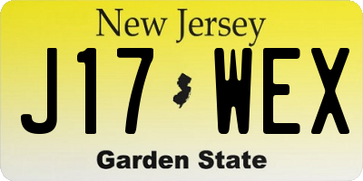 NJ license plate J17WEX