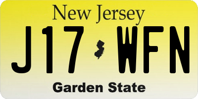 NJ license plate J17WFN