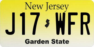 NJ license plate J17WFR