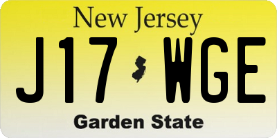 NJ license plate J17WGE