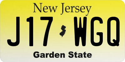 NJ license plate J17WGQ