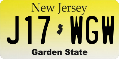 NJ license plate J17WGW