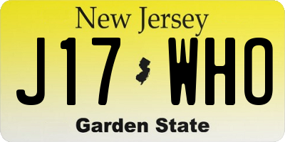 NJ license plate J17WHO