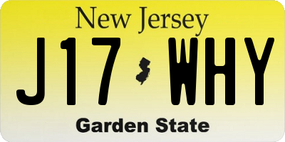 NJ license plate J17WHY