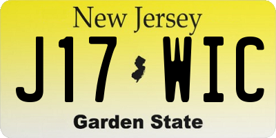 NJ license plate J17WIC