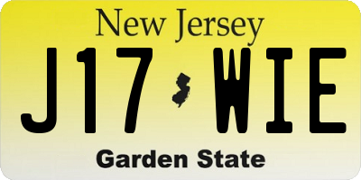 NJ license plate J17WIE