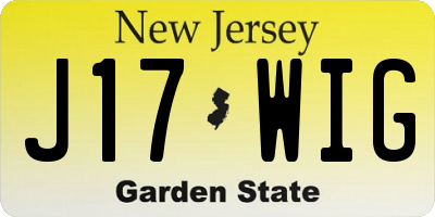 NJ license plate J17WIG