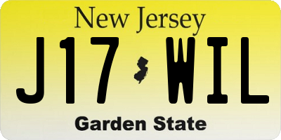 NJ license plate J17WIL