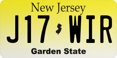 NJ license plate J17WIR