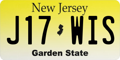 NJ license plate J17WIS
