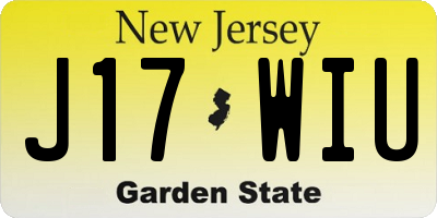 NJ license plate J17WIU