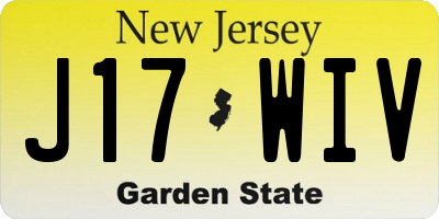 NJ license plate J17WIV