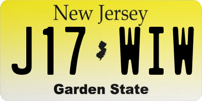 NJ license plate J17WIW