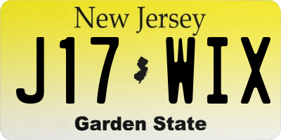 NJ license plate J17WIX